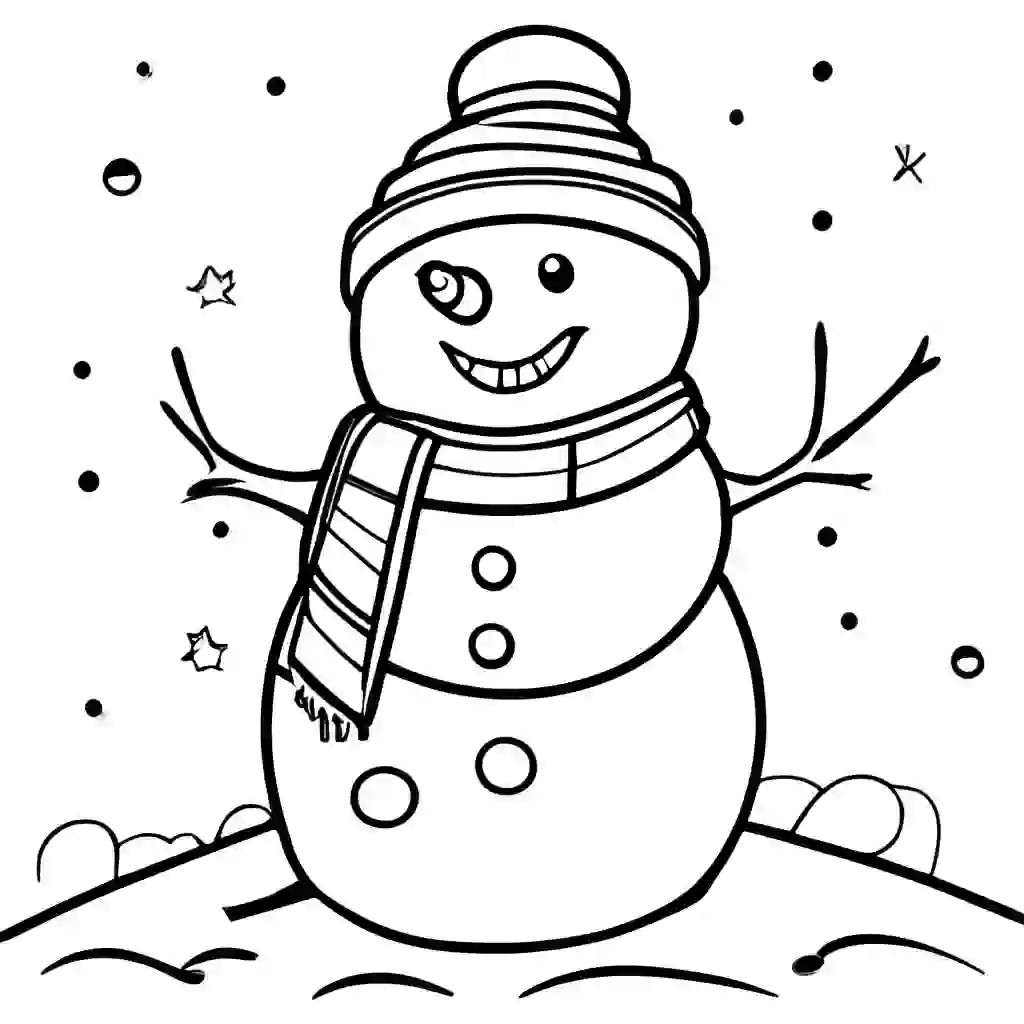 Snowman in Winter coloring pages